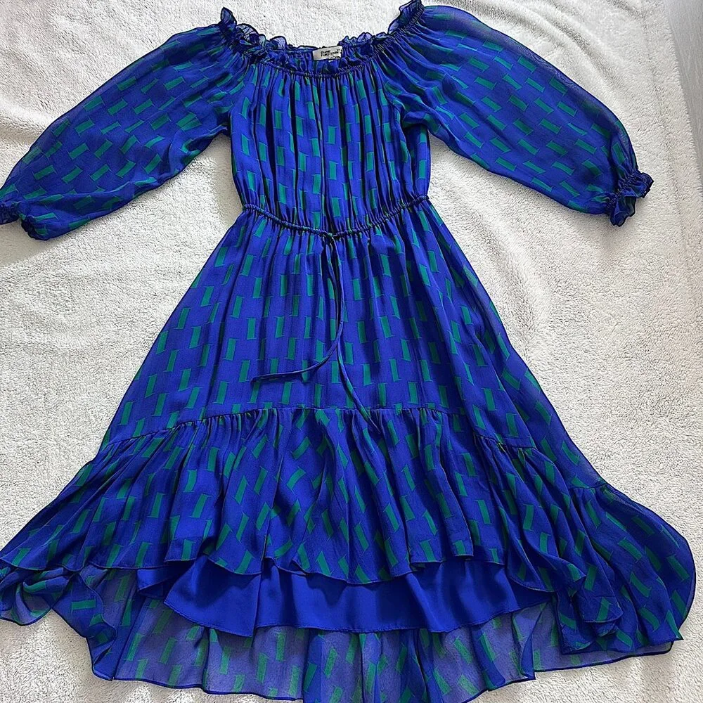 Diane Von Furstenberg Blue Dress - Size 10 - Picture 3 of 9